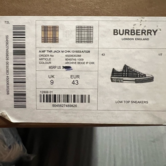 Burberry Low Top Sneakers - Picture 4 of 6